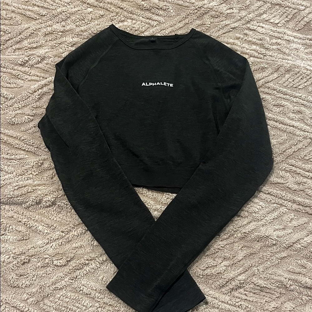 Alphalete Long Sleeve Crop Top - Evergreen